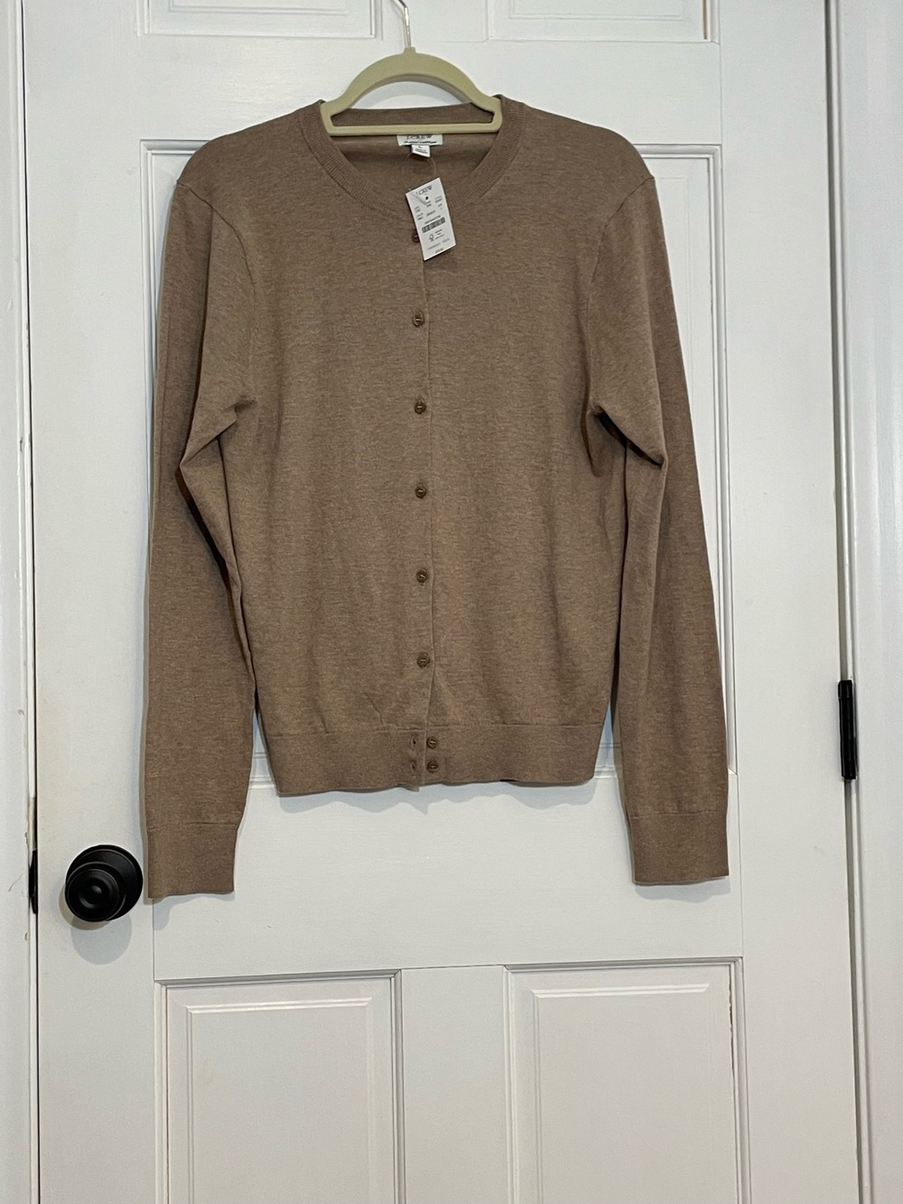 J.Crew Classic Cardigan Sweater Women’s Large Brown Tan Button Front NWT